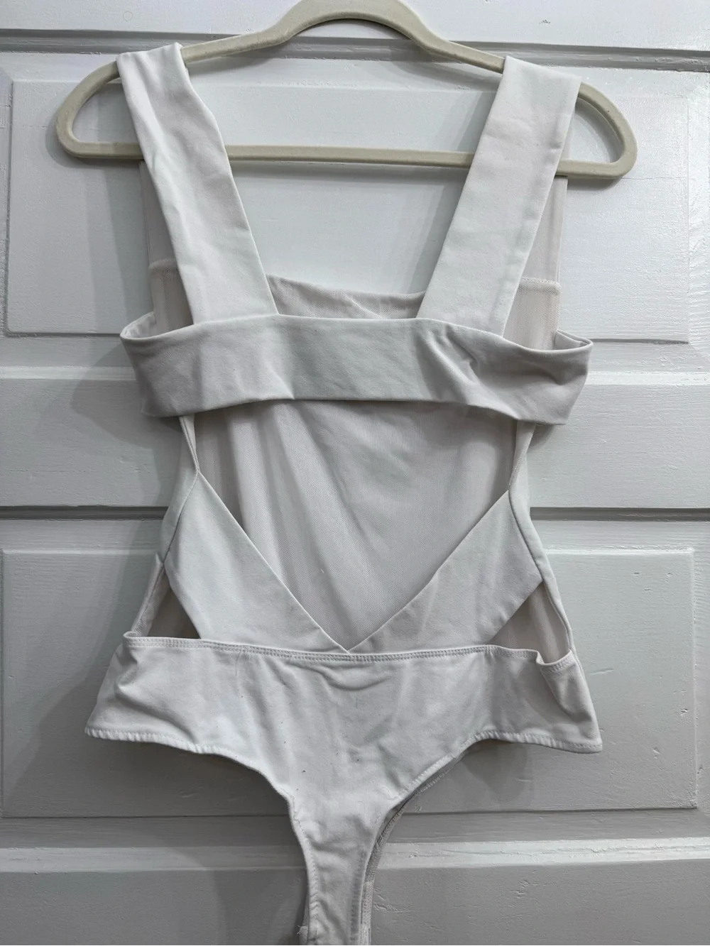 Free People Ivory Square Neck Bodysuit with Wide Straps